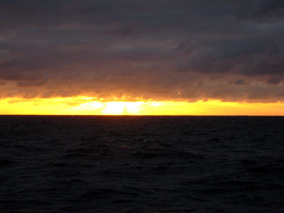 Sunset with heavy clouds.